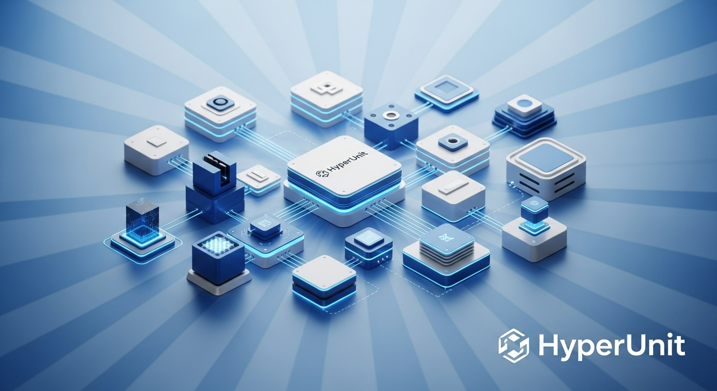 HyperUnit enterprise modular IoT platform - interconnected smart device ecosystem for industrial automation, smart buildings, and commercial deployments with professional-grade sensors and edge computing